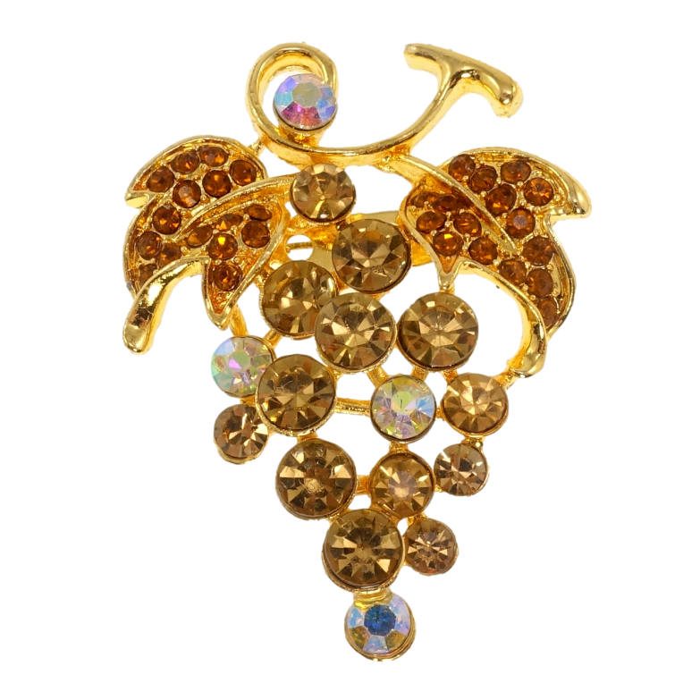 Брошь Виноградная гроздь с коричневыми стразами фото №1