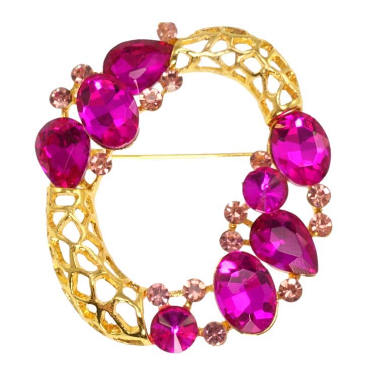 Брошка Віночок з рожевими кристалами фото №24