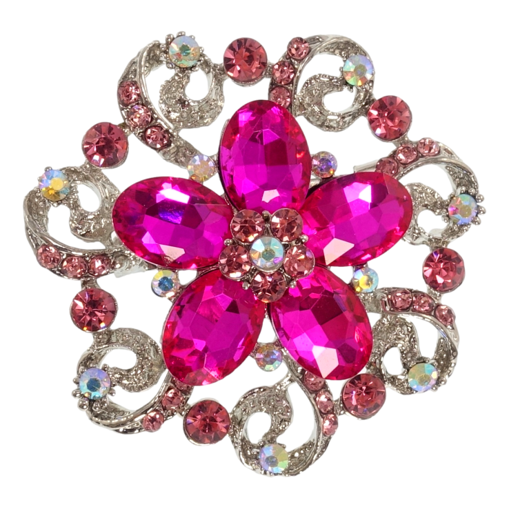 Брошь Цветок с розовыми стразами фото №18