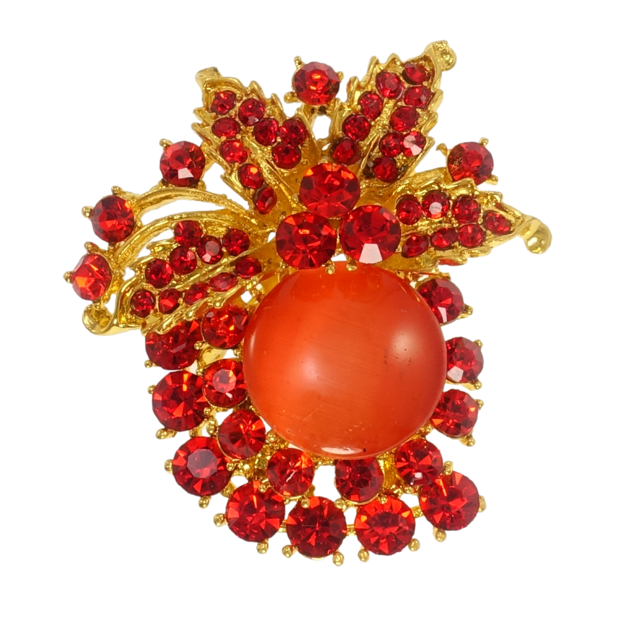 Брошь Композиция из красных кристаллов фото №1
