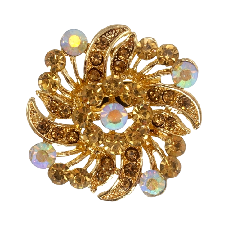 Брошка Квітка з коричневими стразами фото №16
