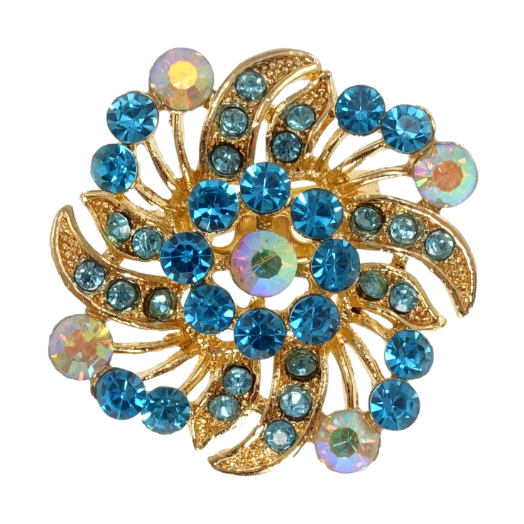 Брошка Квітка з бірюзовими стразами фото №8 Брошка Квітка з бірюзовими стразами фото №8