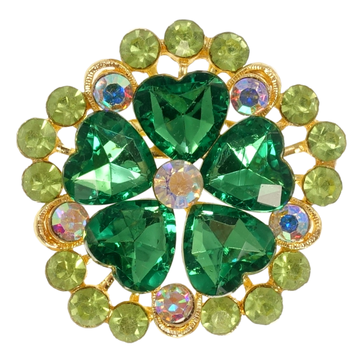 Брошка Квітка із зеленими кристалами фото №11