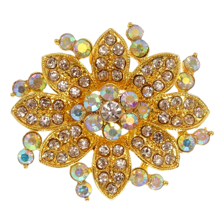 Брошка Квітка з рожевими стразами фото №3