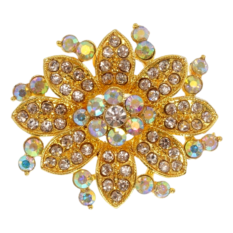 Брошка Квітка з рожевими стразами фото №1