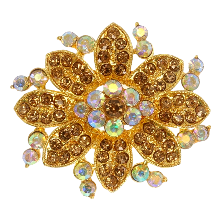 Брошка Квітка з коричневими стразами фото №11