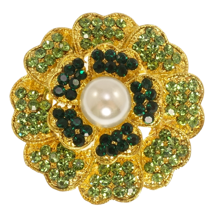 Брошка Квітка із зеленими стразами фото №8