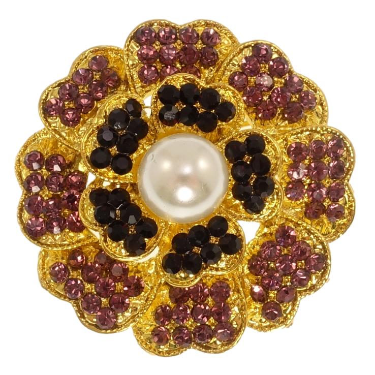 Брошка Квітка з бордовими стразами фото №9