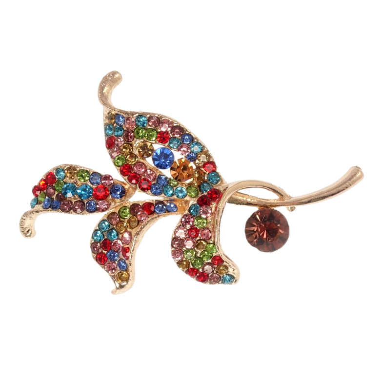 Брошка Гілочка з різнокольоровими стразами колір кристалів різний, може відрізнятися від фото. фото №2