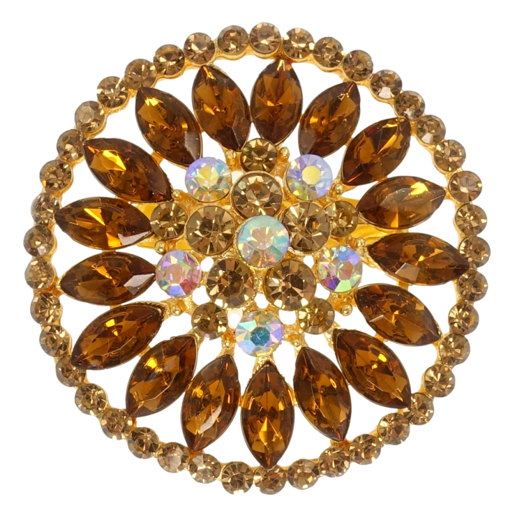 Брошка Квітка з коричневими стразами фото №12