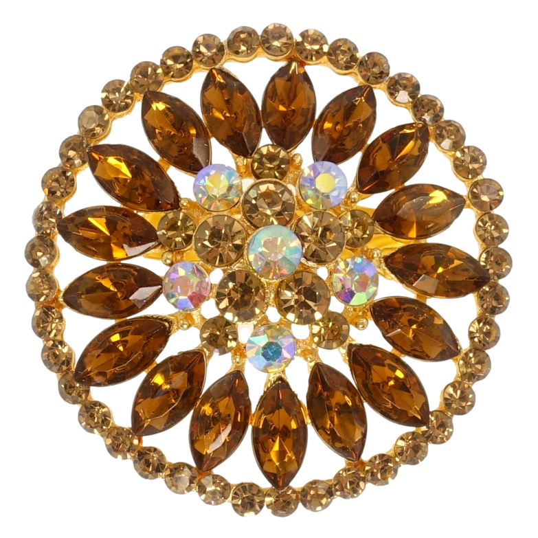 Брошка Квітка з коричневими стразами фото №1