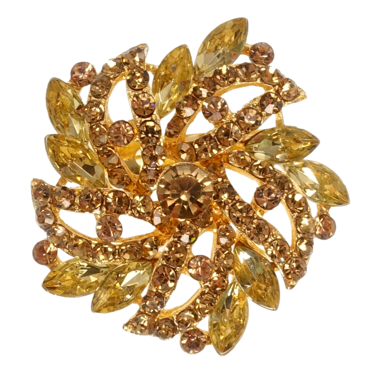 Брошка Квітка з коричневими стразами фото №10