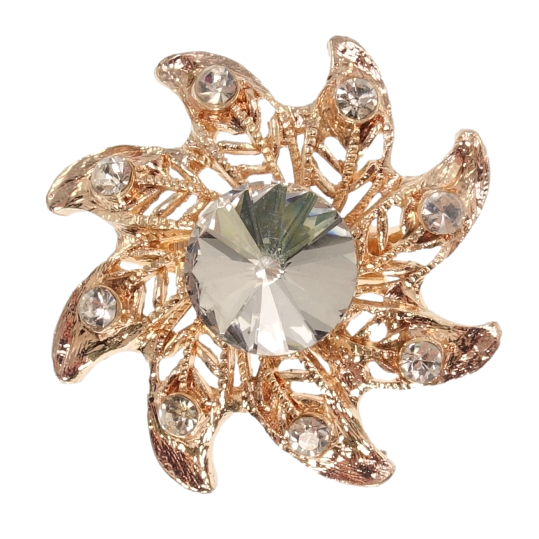 Брошь Цветок со стразами фото №3