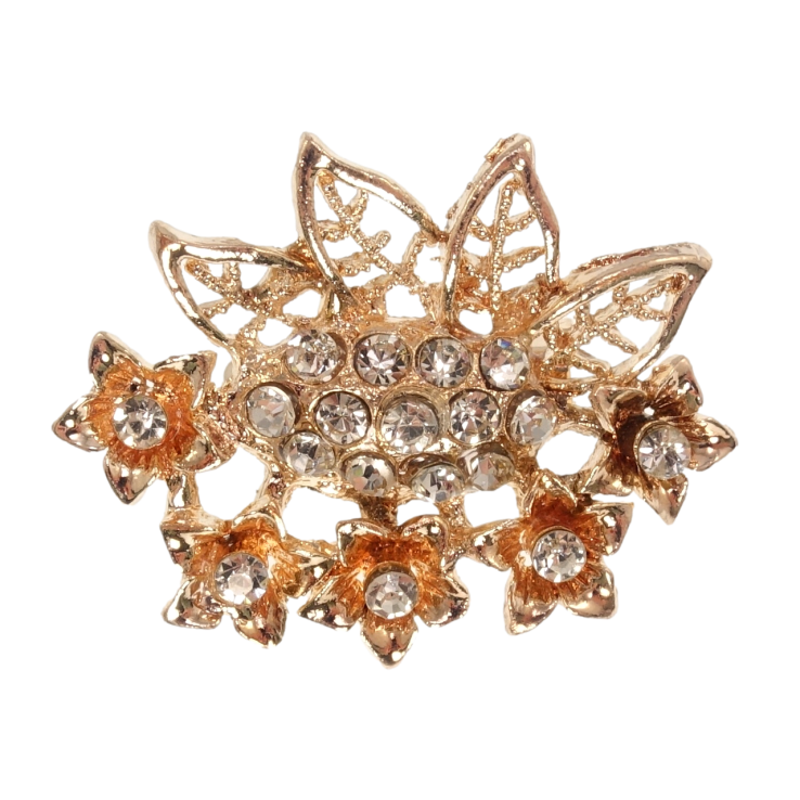 Брошка Квітковий орнамент зі стразами фото №25