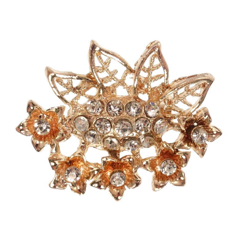 Брошь Цветочный орнамент с стразами фото №7