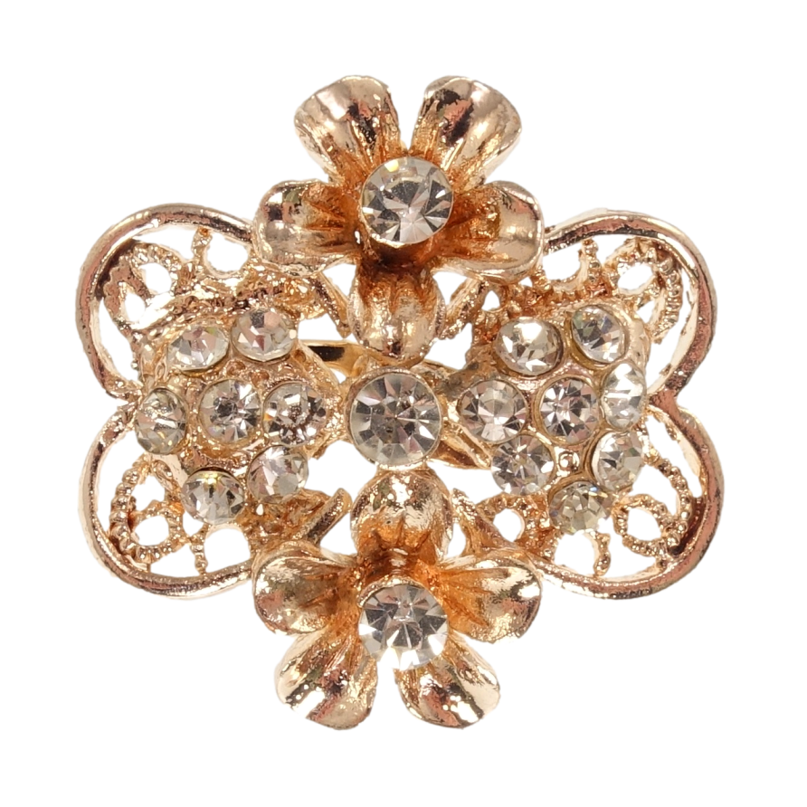 Брошка Квітковий орнамент зі стразами фото №1