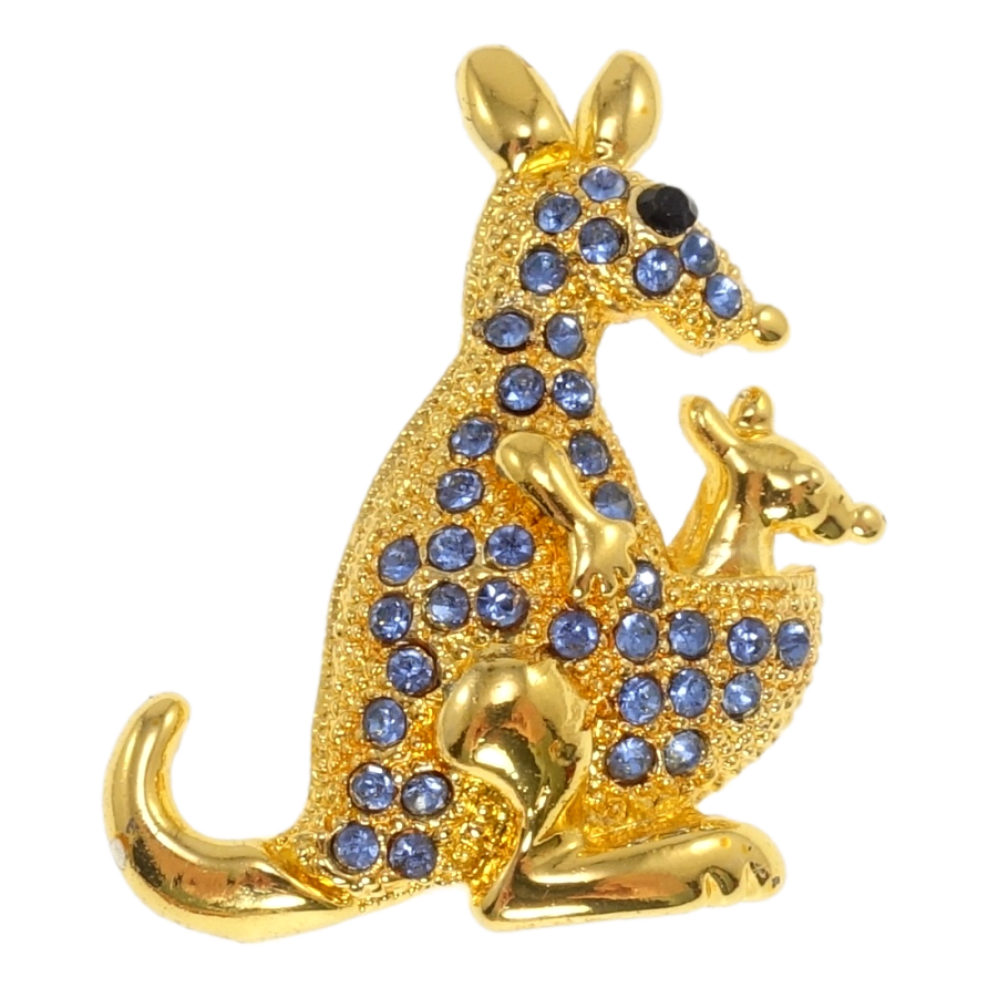 Брошка Кенгуру з синіми стразами фото №1 Брошка Кенгуру з синіми стразами фото №1