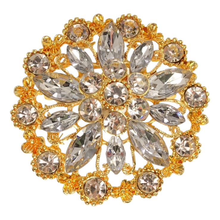 Брошь Снежинка с белыми стразами фото №6