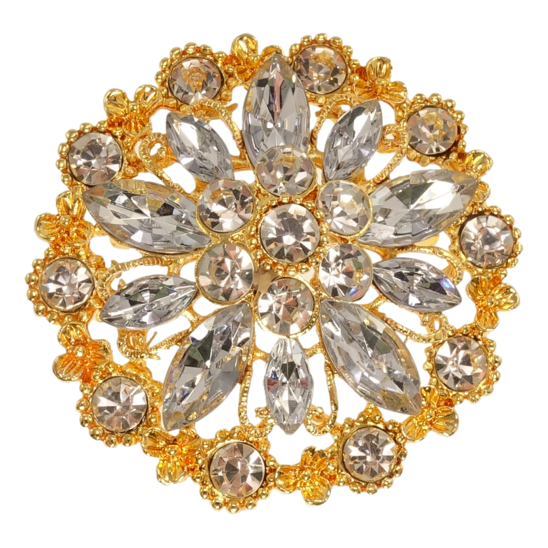 Брошка Сніжинка з білими стразами фото №3