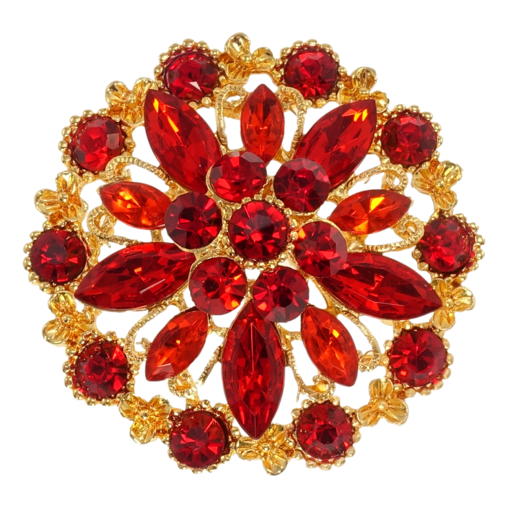 Брошка Сніжинка з червоними стразами фото №5