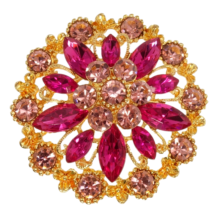 Брошь Снежинка с малиновыми стразами фото №21