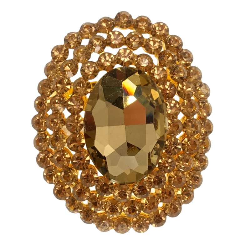 Брошка Овальна з коричневими стразами фото №1