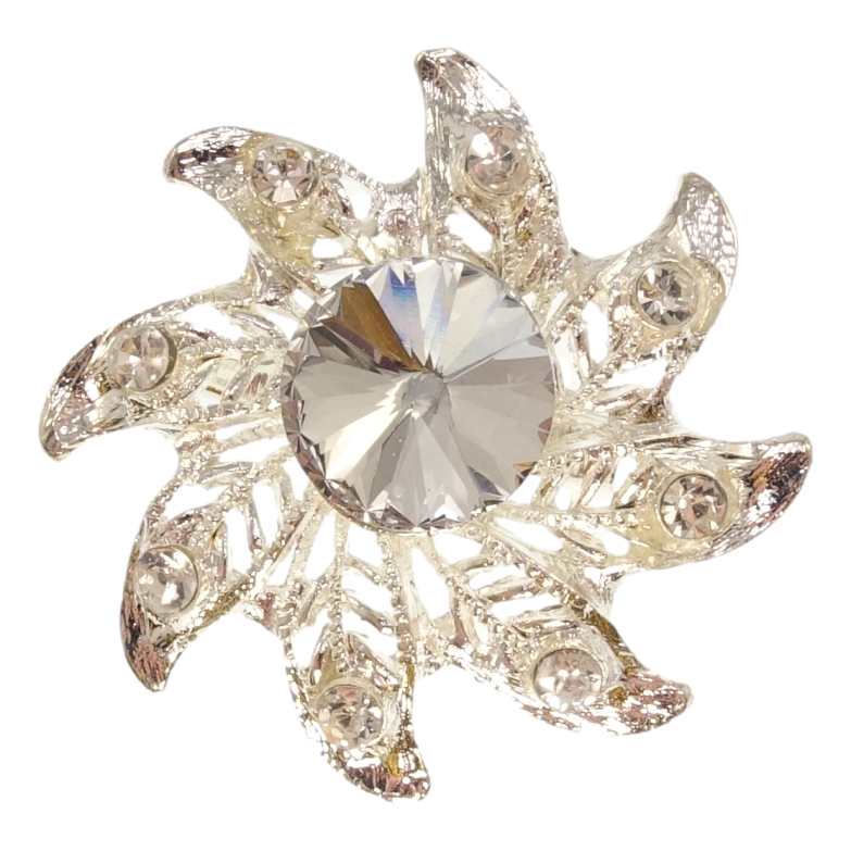 Брошка Морська зірка з білими стразами фото №1