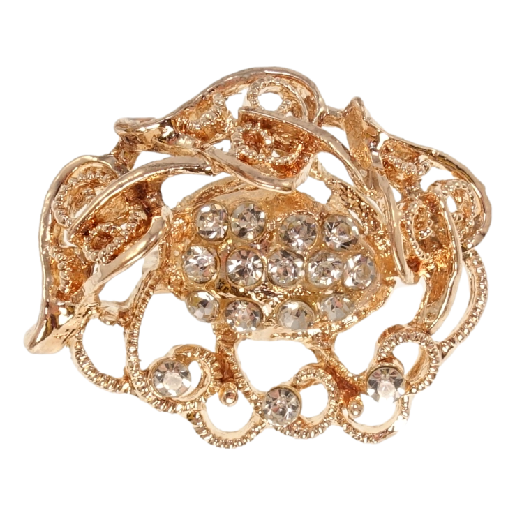 Брошка Квіткова композиція з білими стразами фото №4