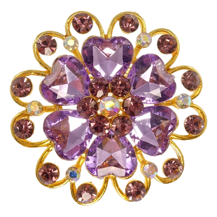 Брошка Квітка з фіолетовими серцями фото №12