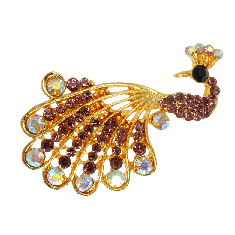 Брошь Павлин с бордовыми стразами фото №1 Брошь Павлин с бордовыми стразами фото №1