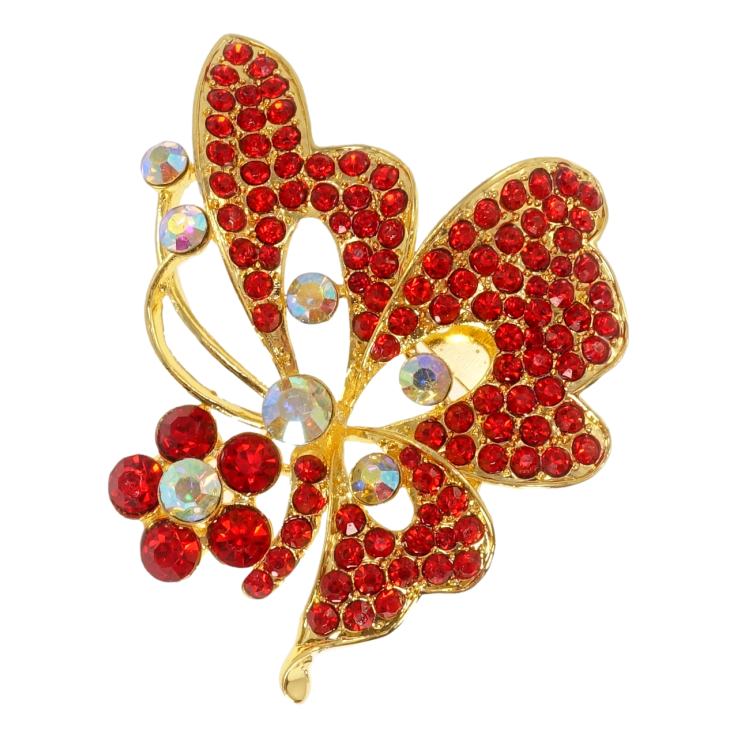 Брошка Метелик з червоними стразами фото №20