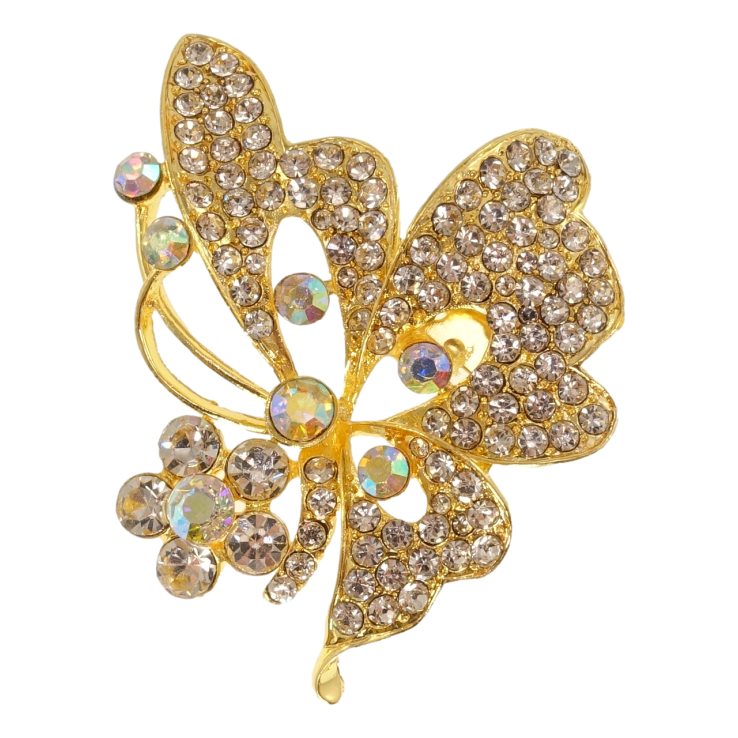 Брошка Метелик з білими стразами фото №23