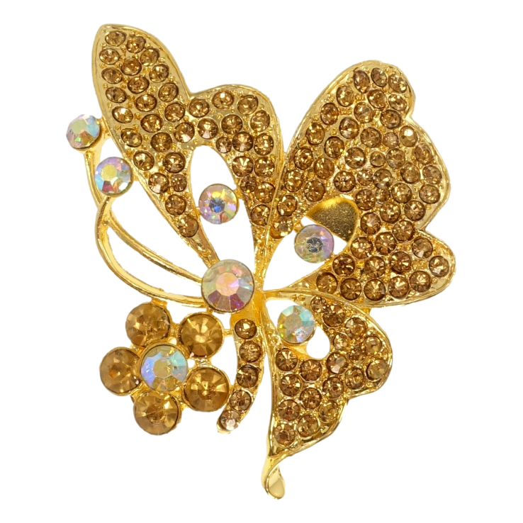 Брошка Метелик з коричневими стразами фото №21