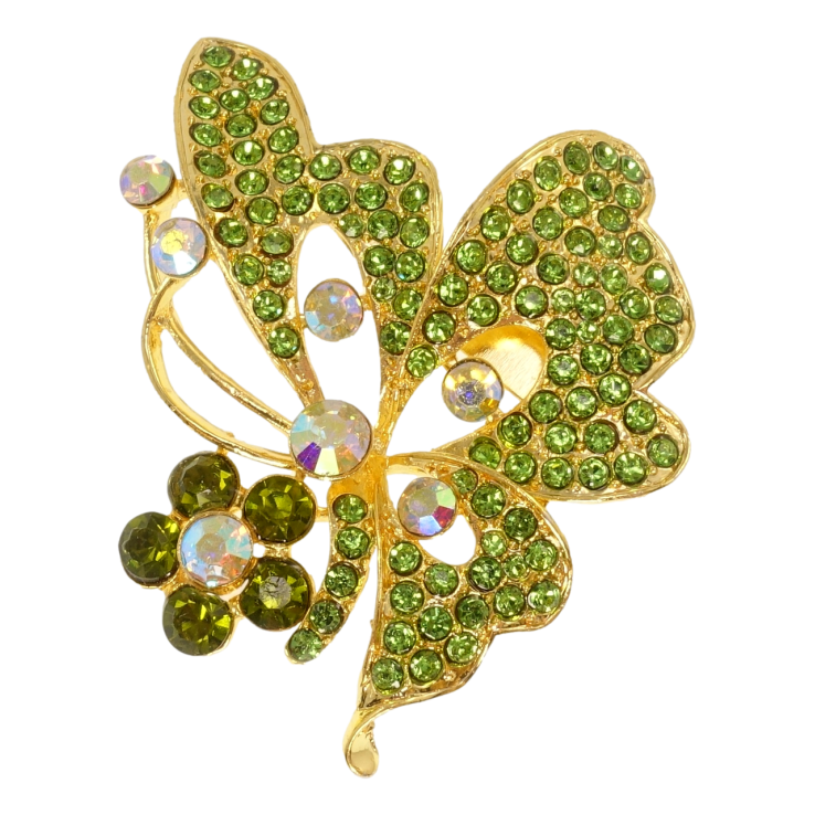 Брошка Метелик із зеленими стразами фото №25