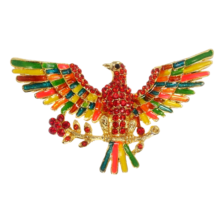 Брошь-кулон Орел з червоними стразами емаль фото №20