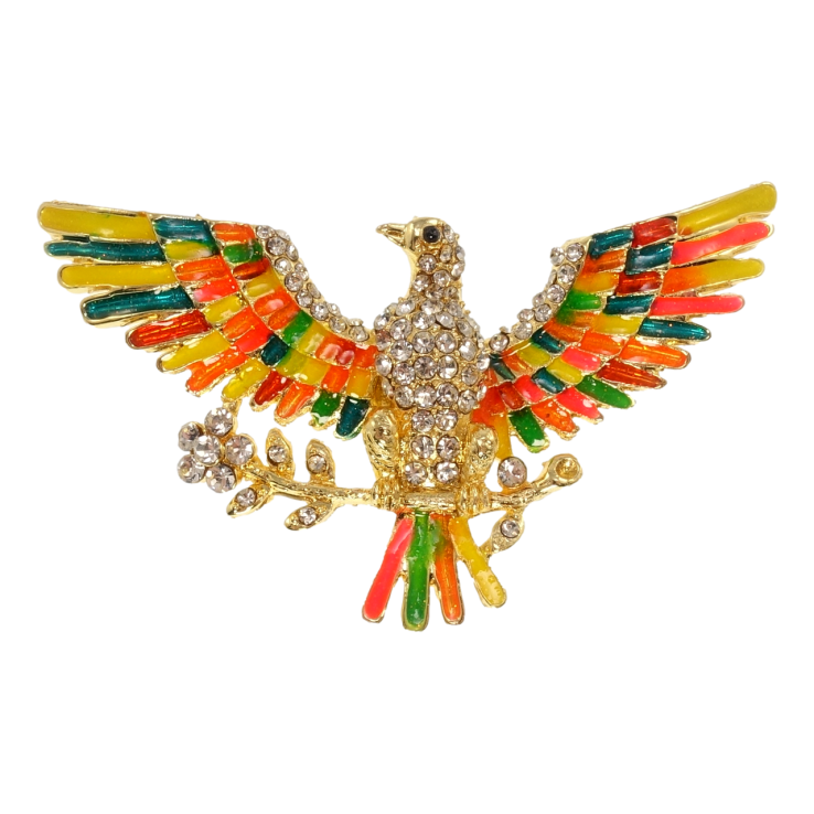 Брошь-кулон Орел с белыми стразами эмаль фото №2