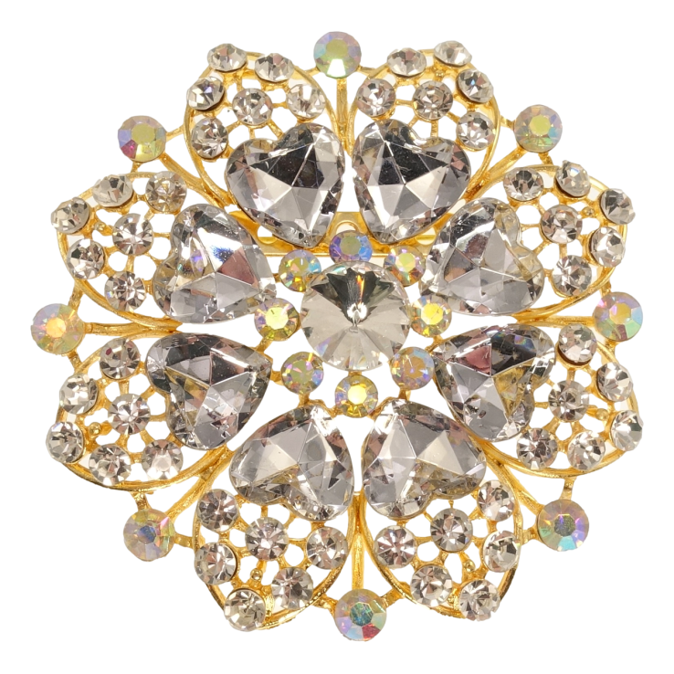 Брошь Снежинка с белыми сердечками фото №9