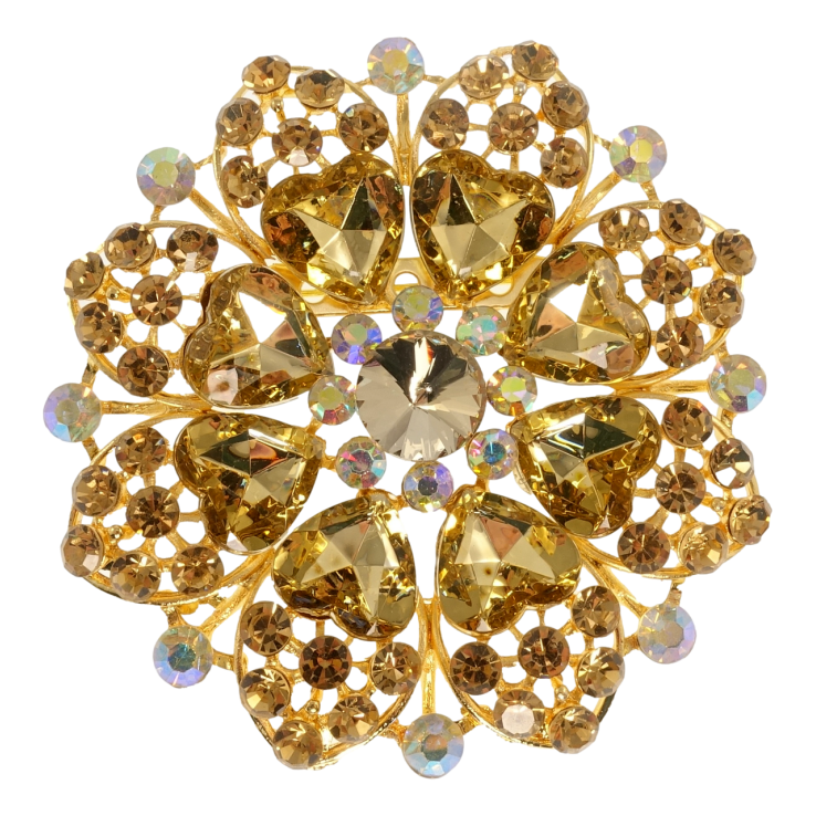 Брошь Снежинка с коричневыми сердечками фото №23