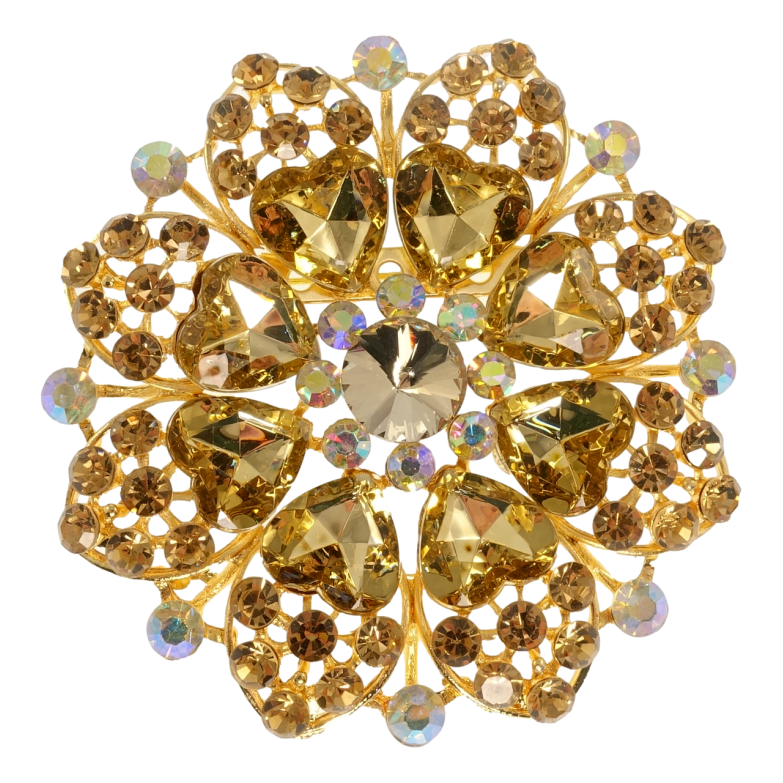 Брошь Снежинка с коричневыми сердечками фото №8