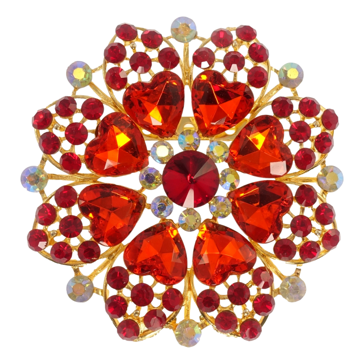 Брошка Сніжинка з червоними серцями фото №6