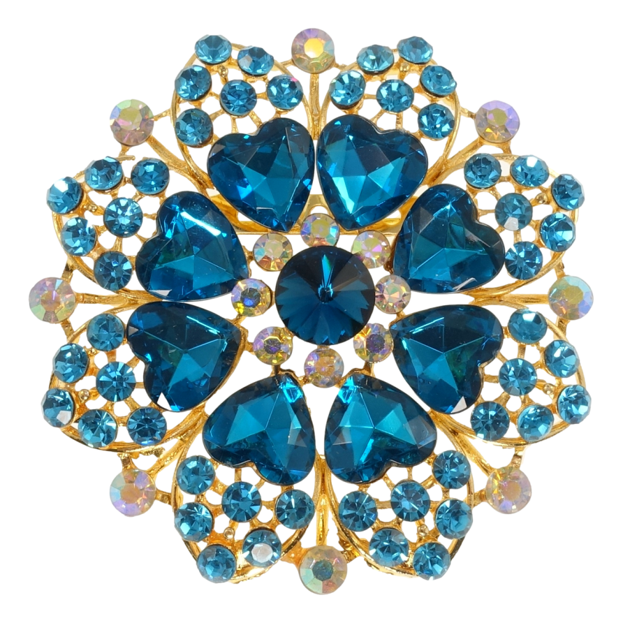 Брошь Снежинка с голубыми сердечками фото №1