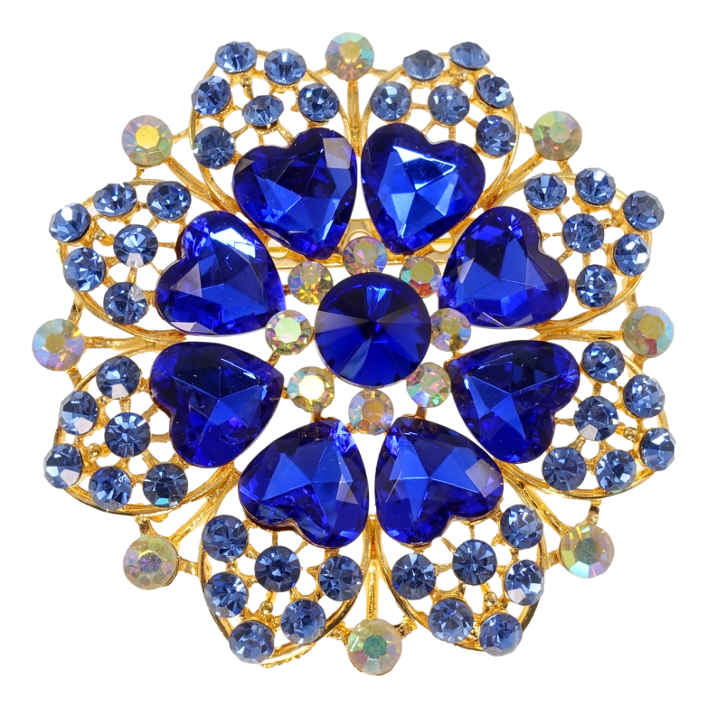 Брошь Снежинка с синими сердечками фото №1