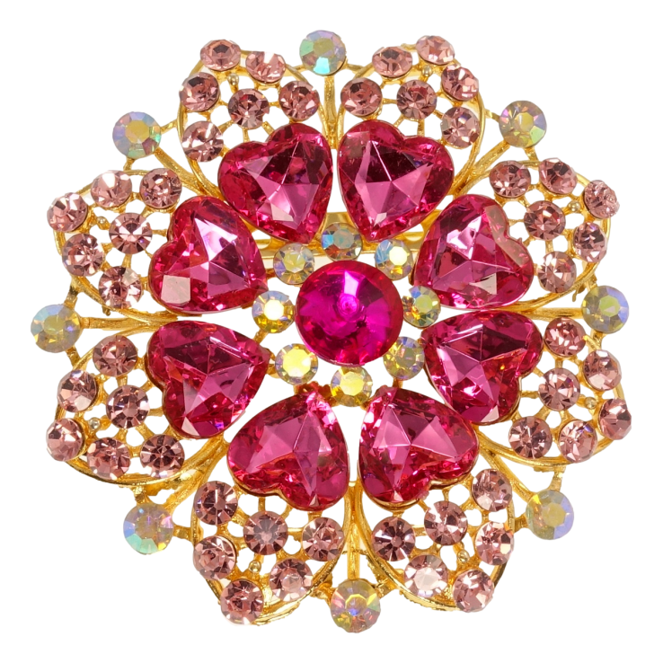 Брошь Снежинка с розовыми сердечками фото №20