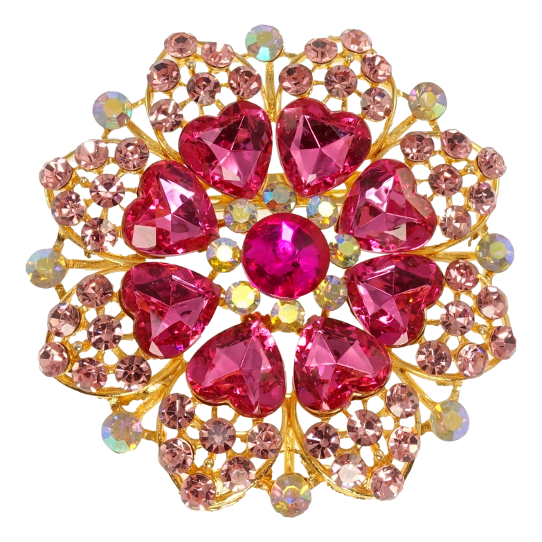 Брошка Сніжинка з рожевими серцями фото №1