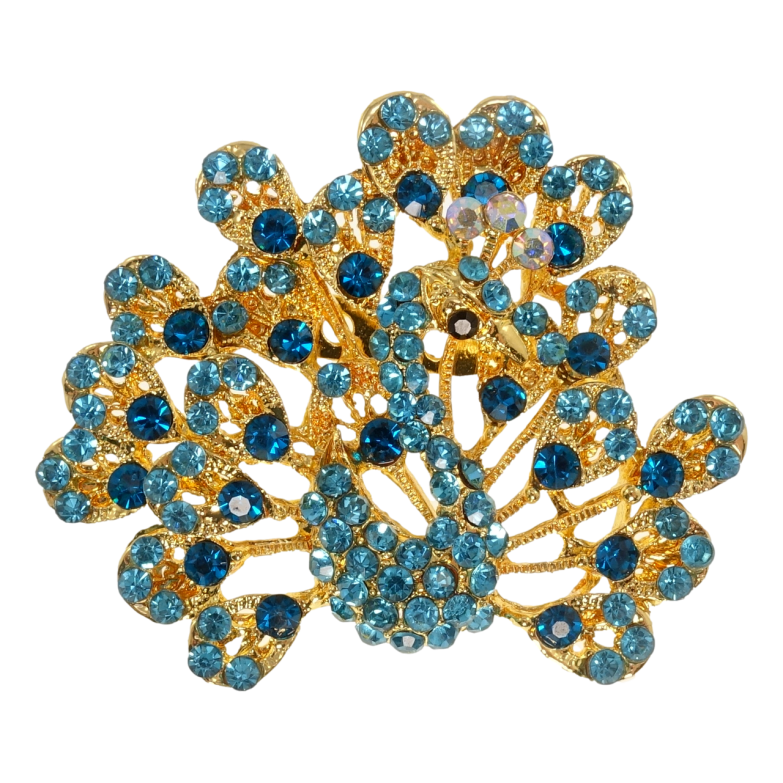 Брошь Павлин с голубыми стразами фото №1 Брошь Павлин с голубыми стразами фото №1