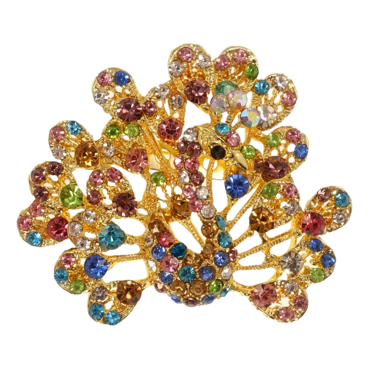 Брошка Павич з різнокольоровими стразами фото №18
