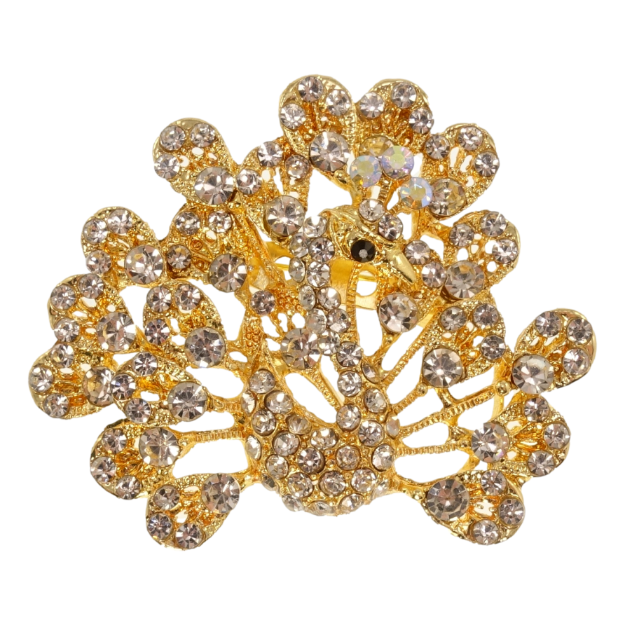 Брошь Павлин с белыми стразами фото №1 Брошь Павлин с белыми стразами фото №1