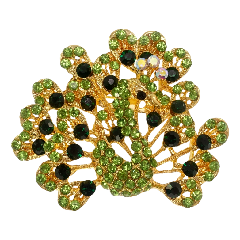 Брошь Павлин с зелёными стразами фото №1 Брошь Павлин с зелёными стразами фото №1