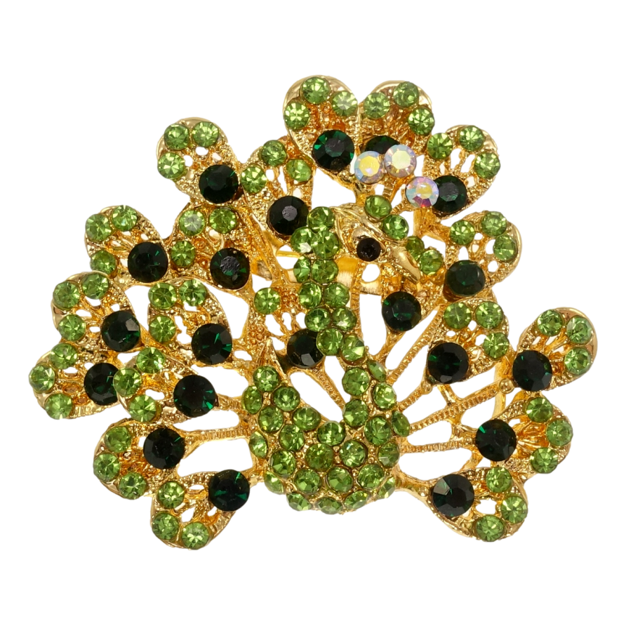 Брошка Павич із зеленими стразами фото №1 Брошка Павич із зеленими стразами фото №1