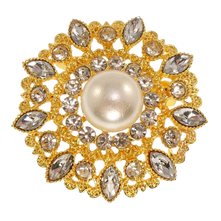 Брошка Квітка з перлами та білими стразами фото №6 Брошка Квітка з перлами та білими стразами фото №6